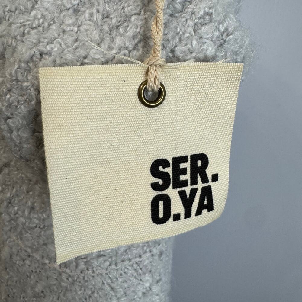 Ser.O.Ya Frost Poncho Wool Blend Fringe Hem Boho Silver Beige Women's XXS/XS - Picture 14 of 14